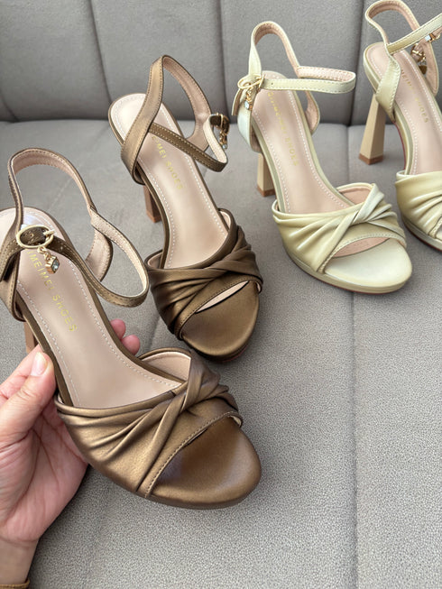 Ladies Twist Straps Open Toe High Heels